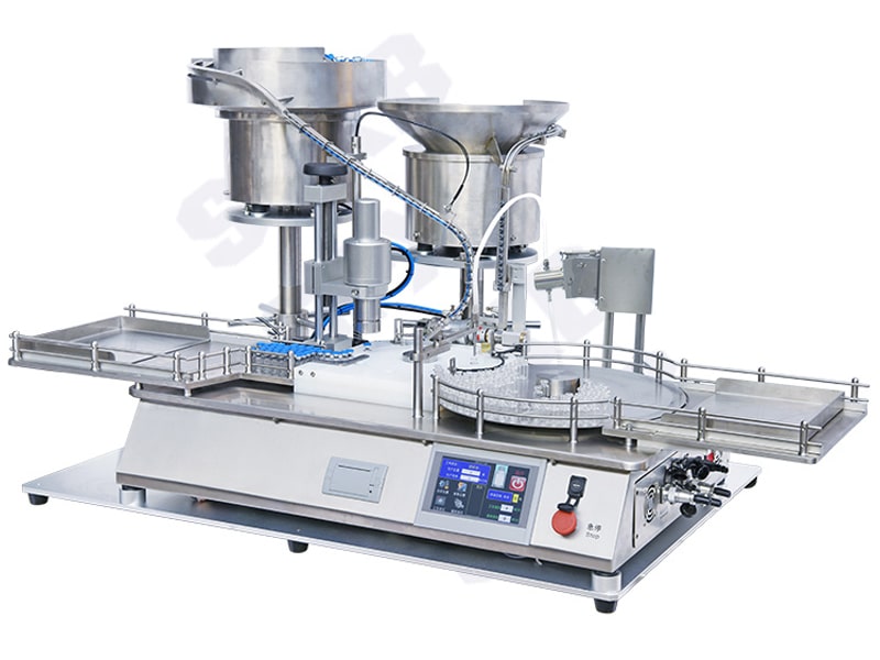 Desktop vial filling production line (bottle feeding stoppering capping capping)