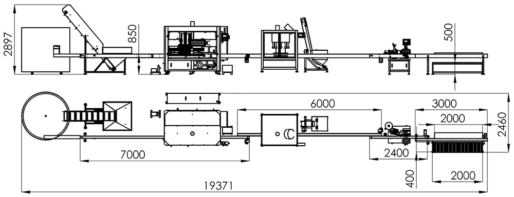 Bleach Filling Production Line Equipment distribution 2D diagram