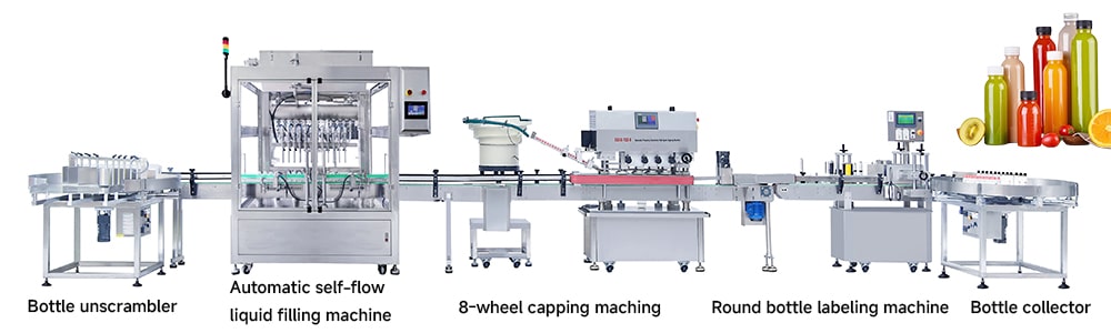 XBZLS Series Automatic self-flow liquid filling&capping&labeling bottling line