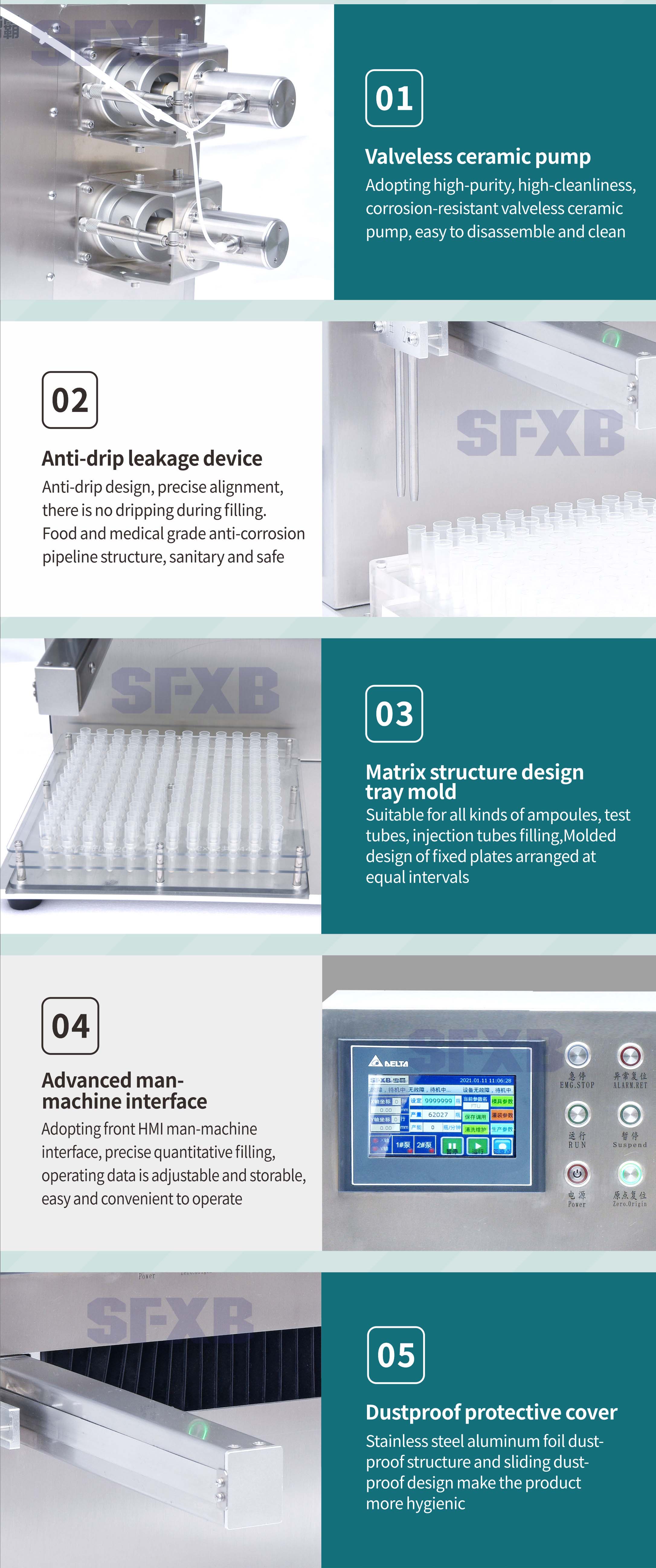 XBWXY-6 Matrix High Precision Valveless Ceramic Pump Filling Machine