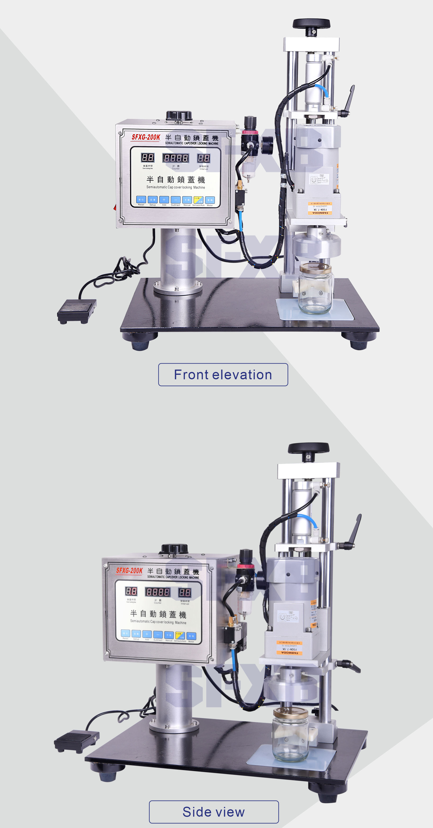 SFXG-200 Microcomputer controlled semi-automatic capping machine