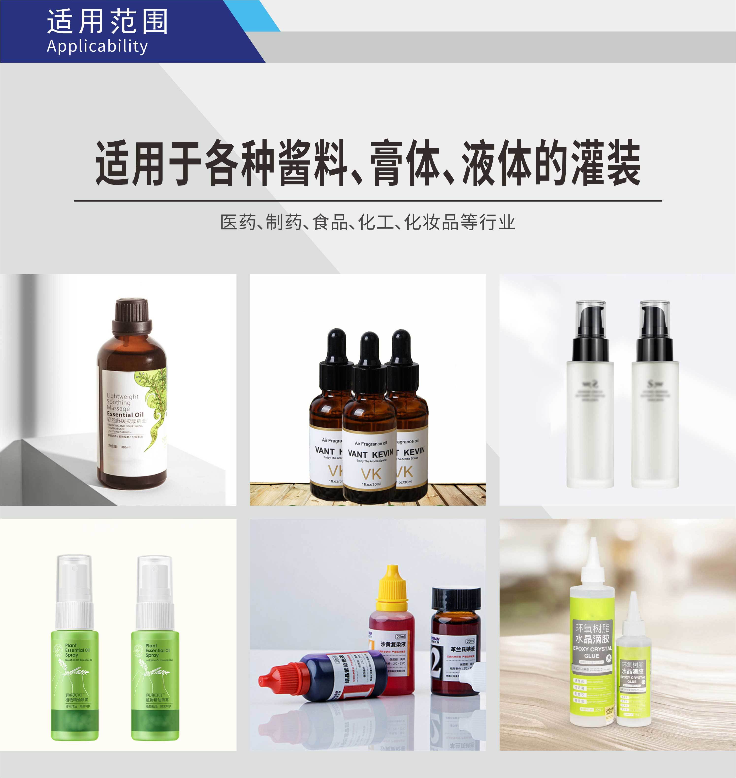 Small dose essential oil ceramic pump filling production line (bottle delivery/filling/plugging/capping/capping/labeling/bottle collection)
