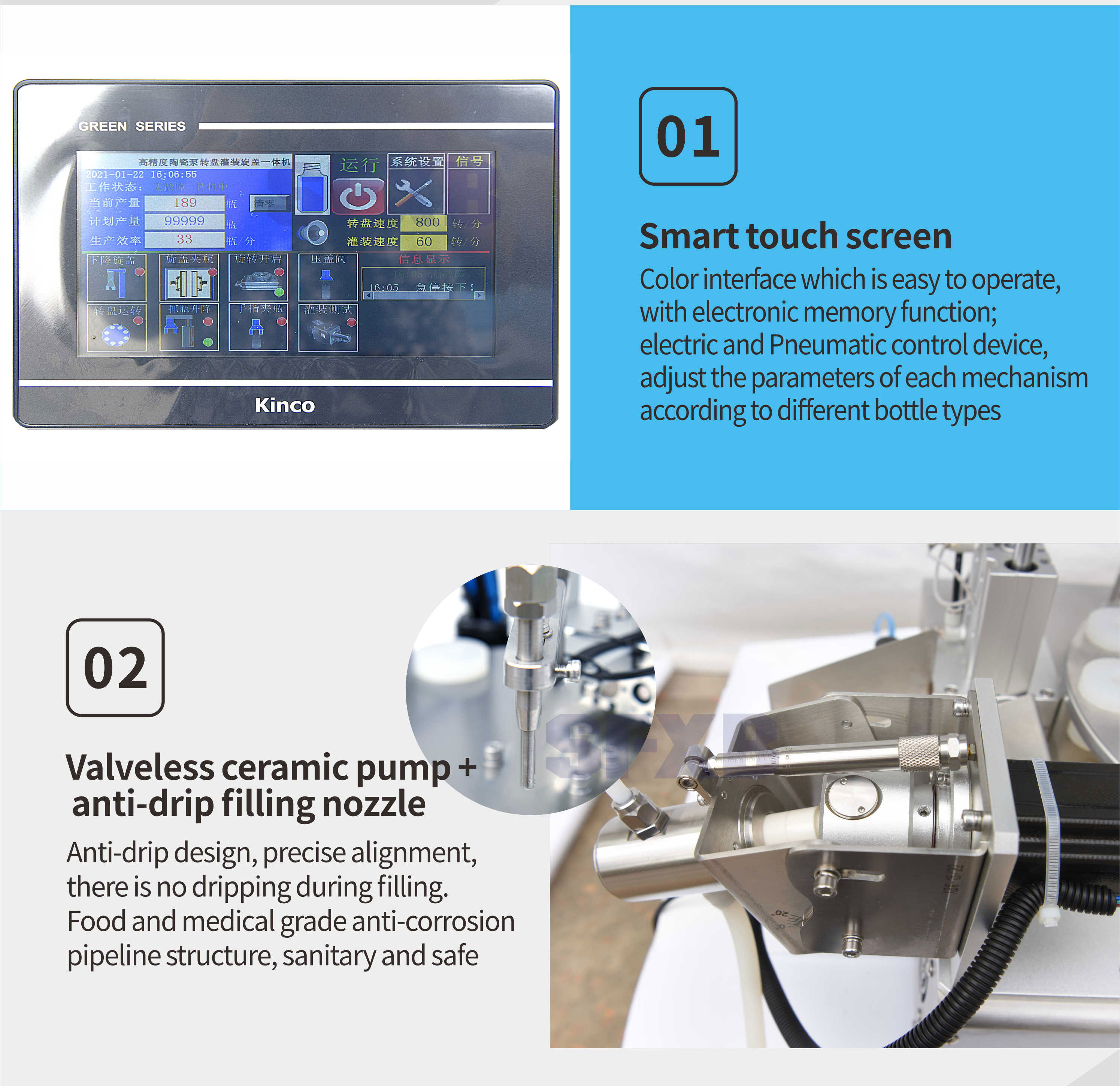 Desktop ceramic pump filling automatic capping machine