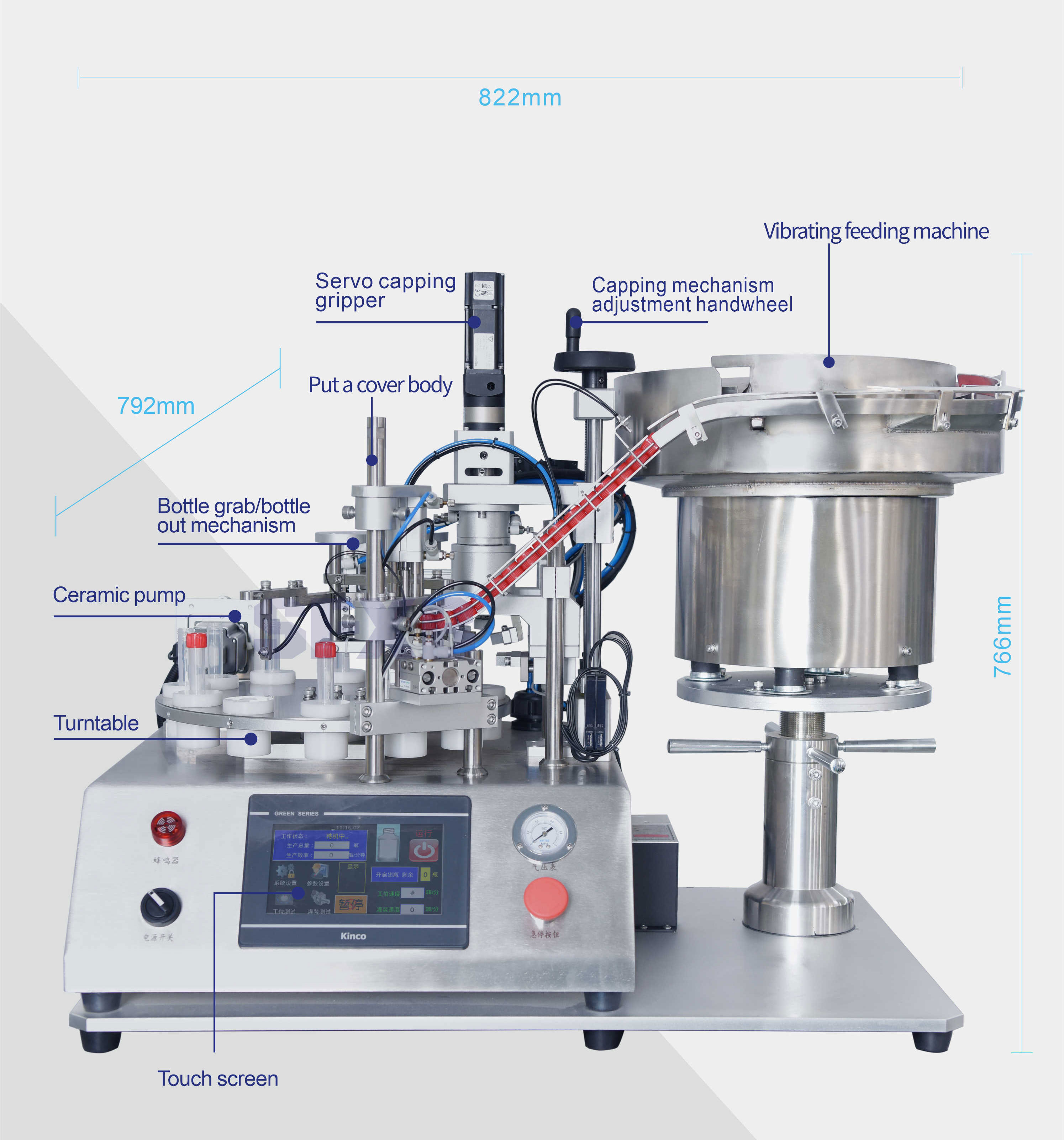 Desktop ceramic pump filling automatic capping machine
